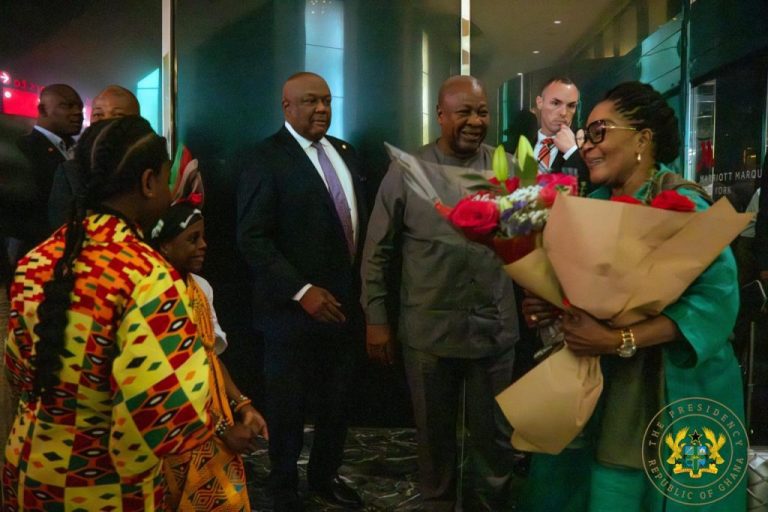 President Mahama Arrives in New York for UN General Assembly with Wife Lordina