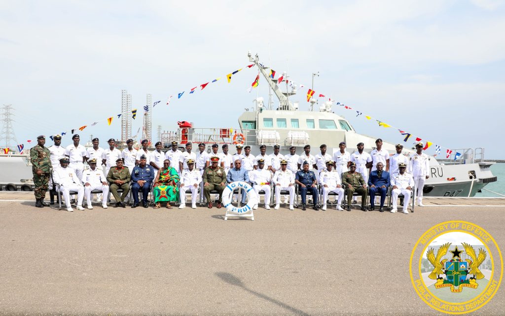 Deputy Defence Minister presents new colours to Western Naval Command, Commissions GNS
