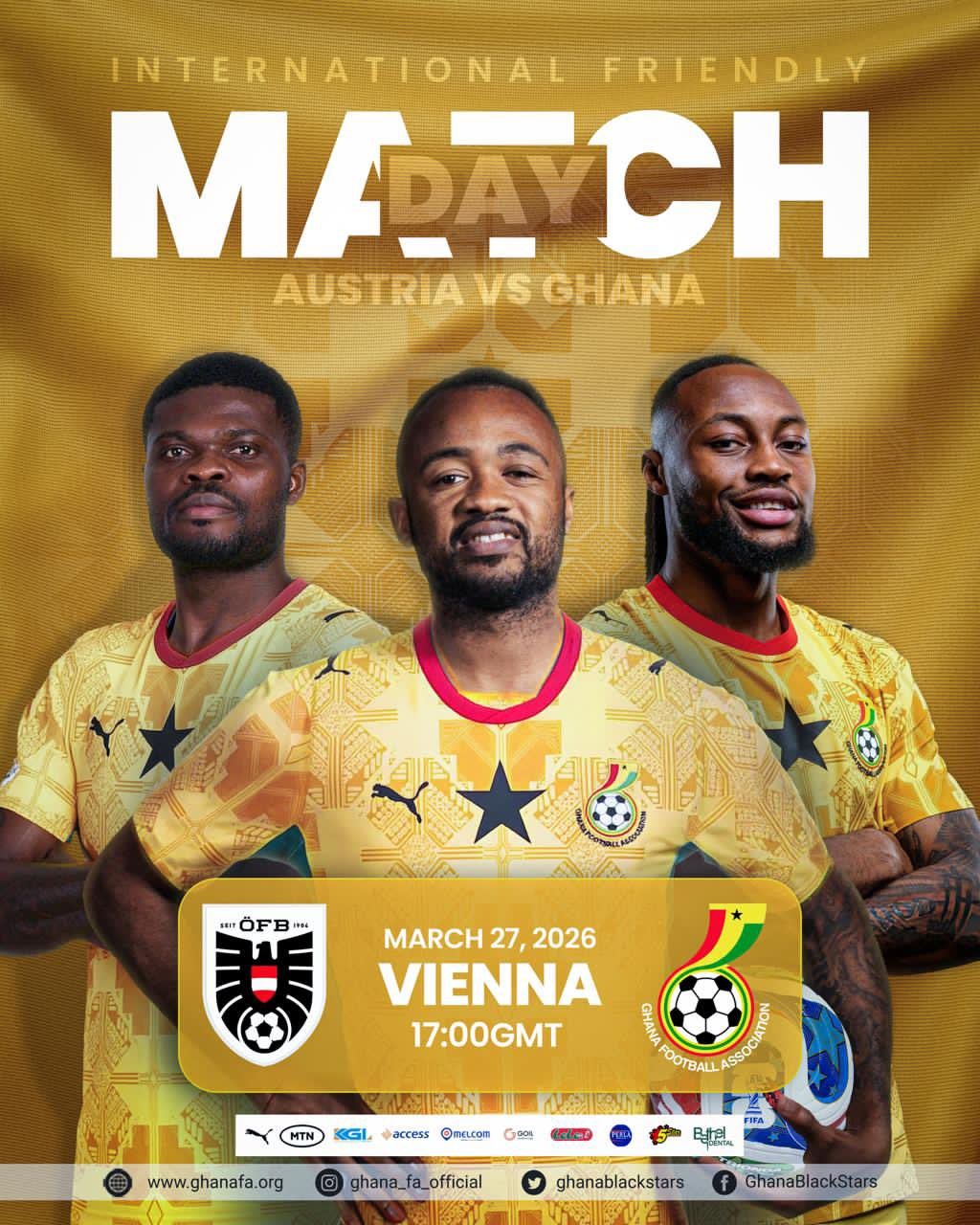 Ghana to face Austria in an international friendly ahead of the 2026 FIFA World Cup