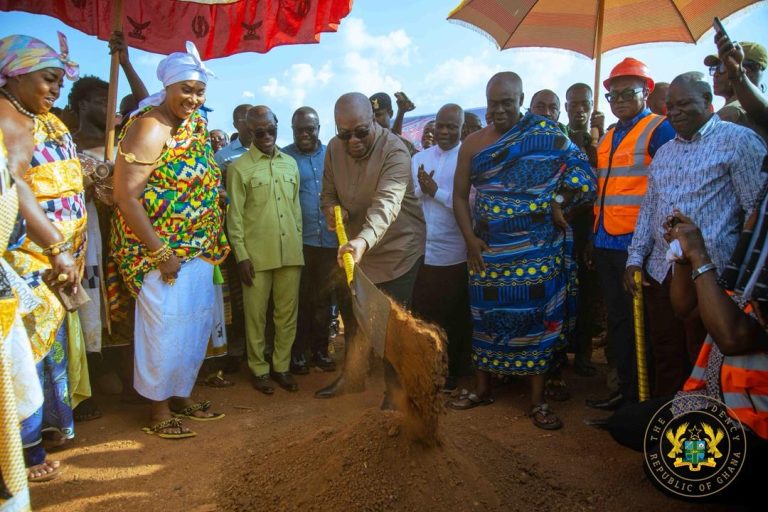 President Mahama Cuts Sod for 24-Hour Market in Dormaa