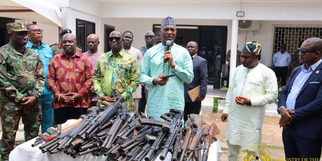 Interior Minister Receives Seized Illegal Firearms from NAIMOS