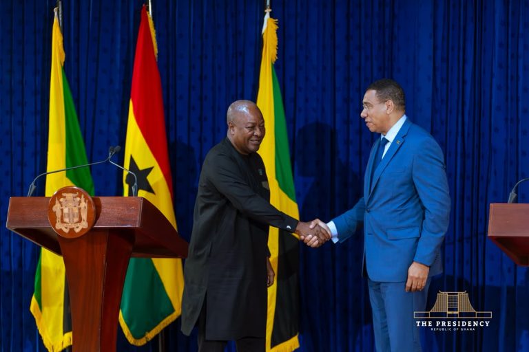 President Mahama, Holness agree on defence cooperation and disaster response