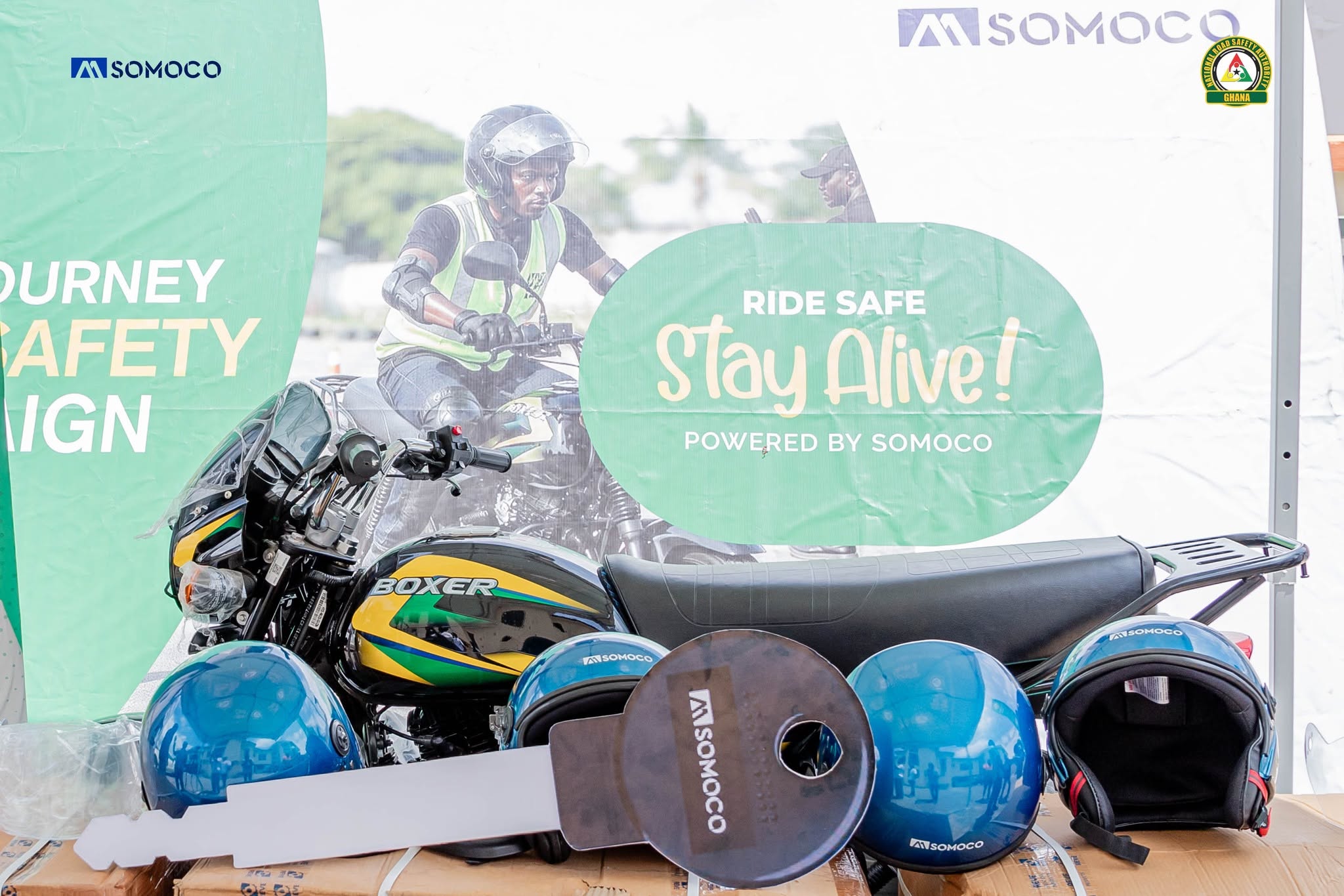 NRSA Receives Motorcycle, 50 Helmets from Somoco Ghana