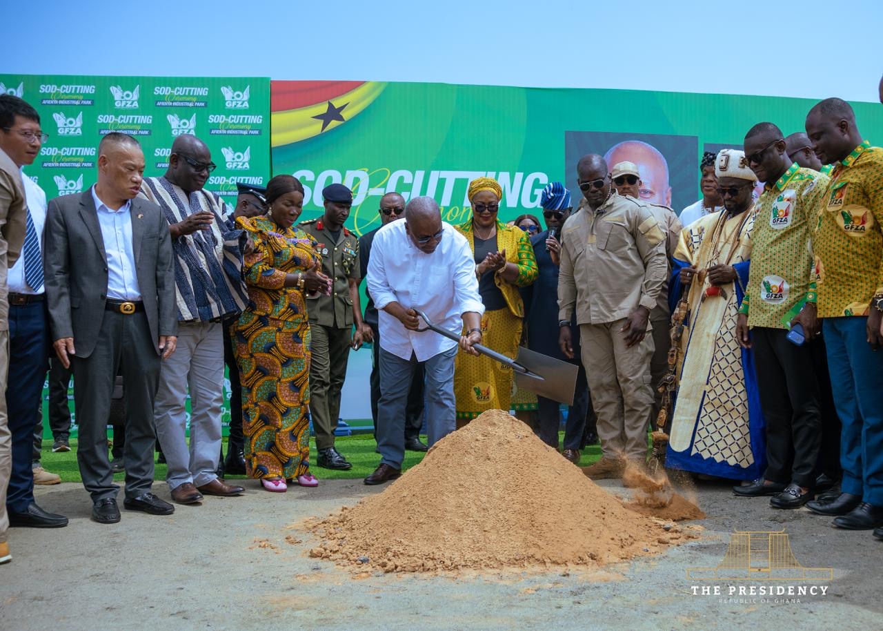 President Mahama Cuts Sod for Afienya Industrial Park
